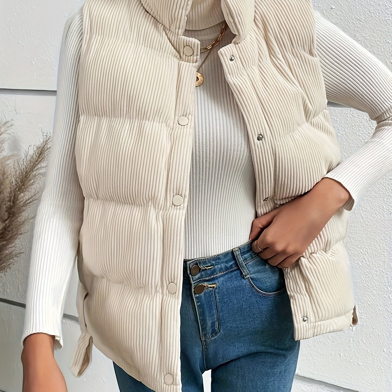 Ontdek ons stijlvolle gewatteerde corduroy gilet | Gemaakt van premium katoenmix | Perfect voor elke gelegenheid afbeelding 6