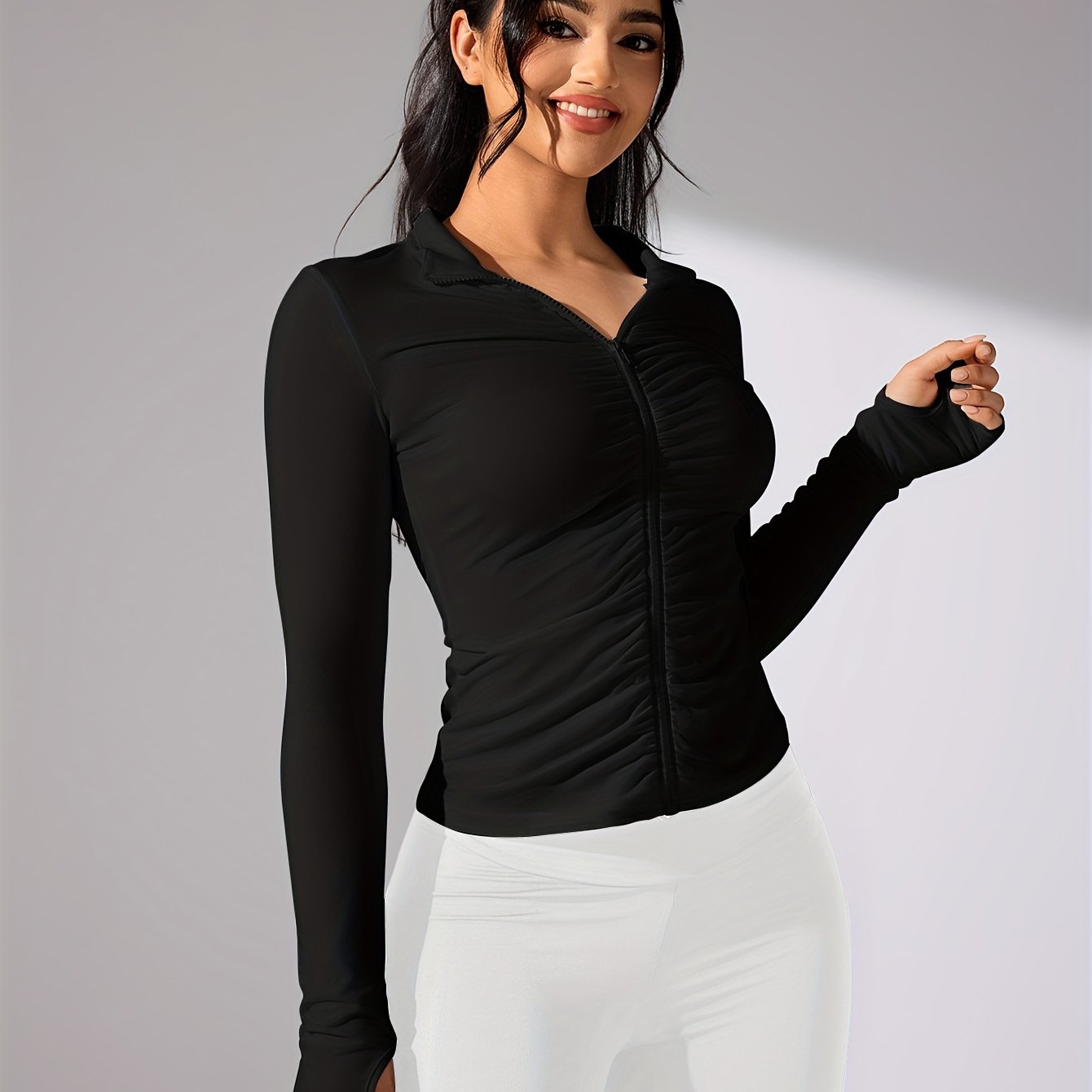 Casual sportjack met volledige rits in effen kleur | Ideaal voor alle seizoenen afbeelding 11