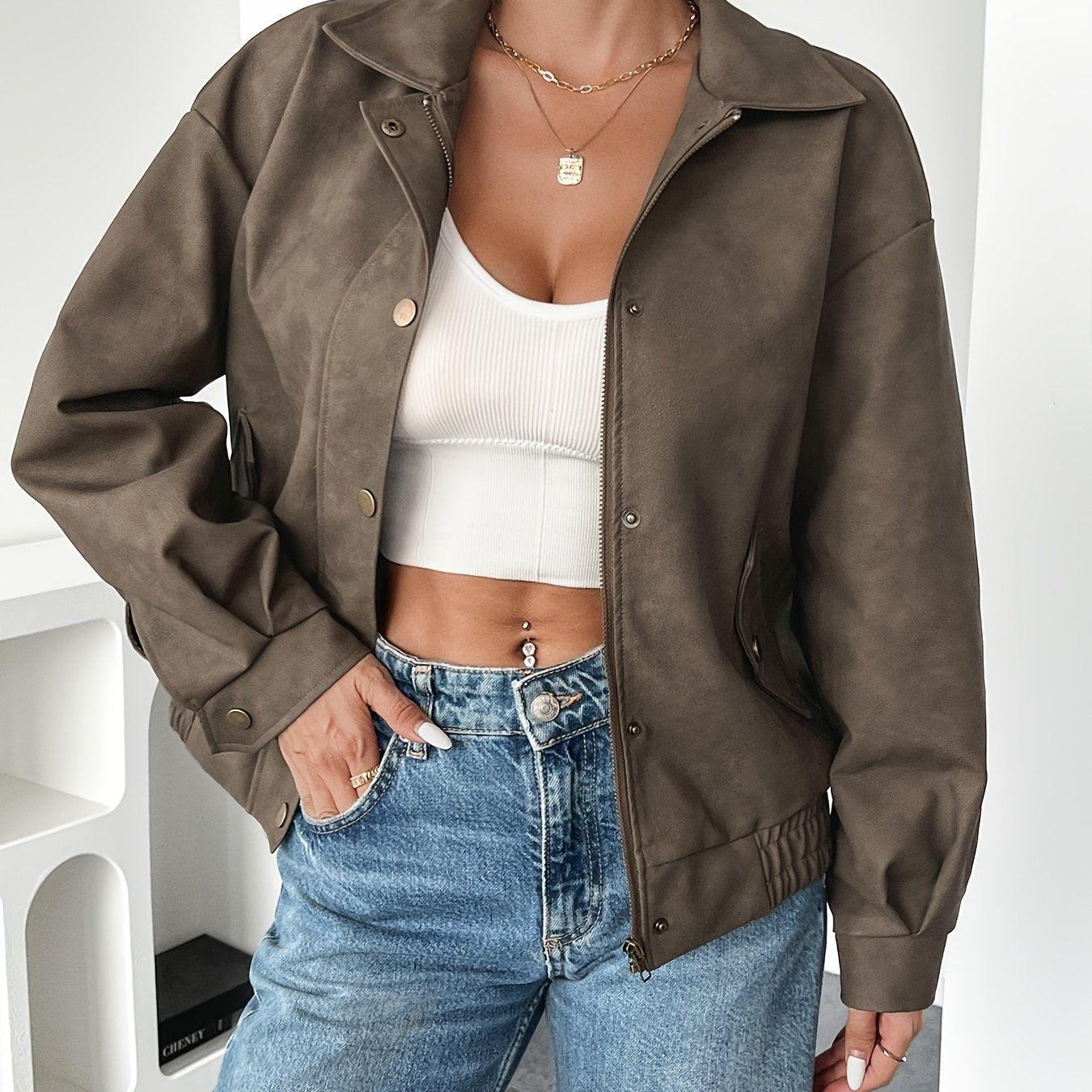 Stijlvolle Kunstlederen Jas voor Vrouwen - Ontdek de Luxe en Comfortabele Herfst- en Winterlook afbeelding 7