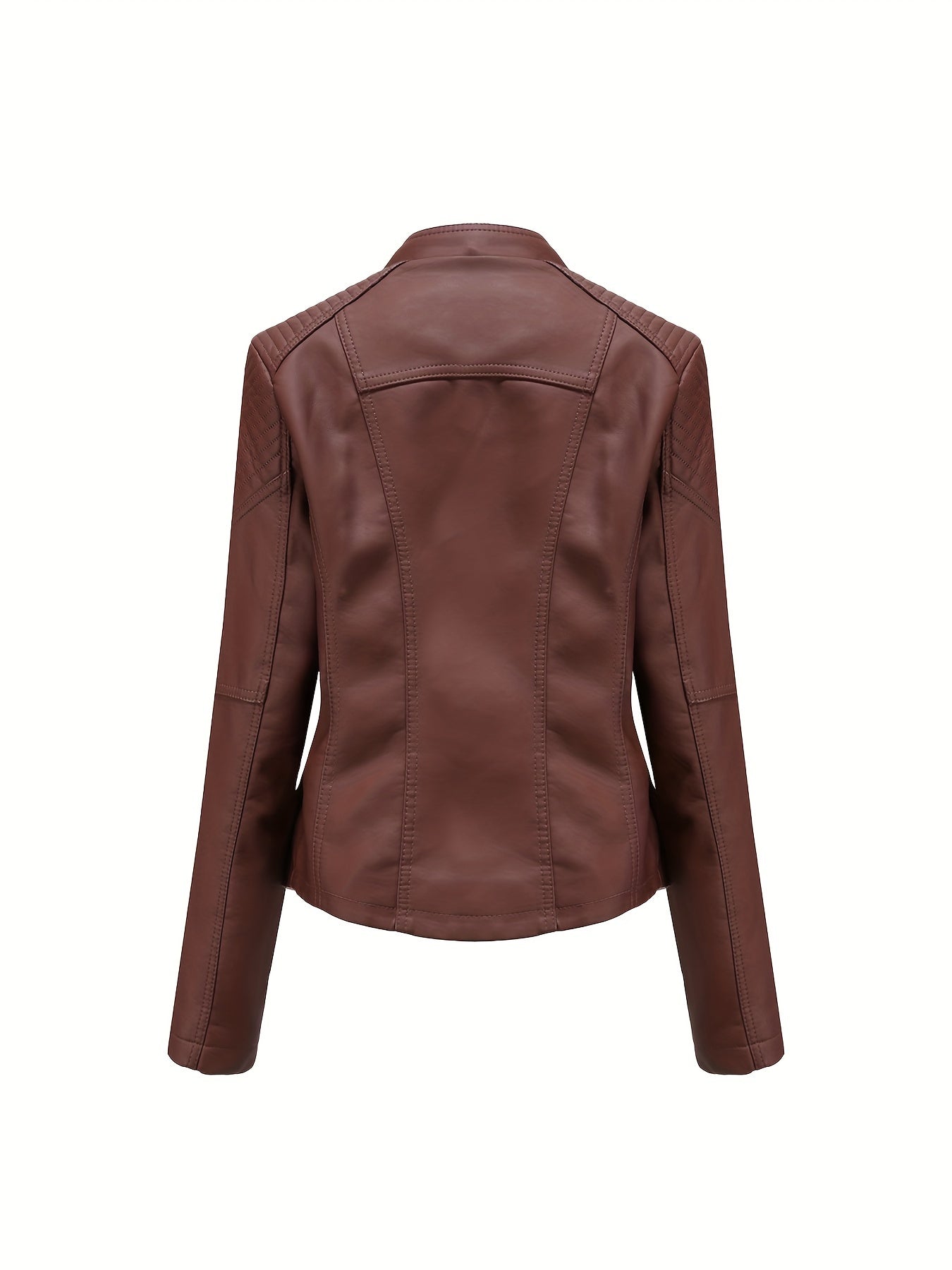 Stoer en stijlvol: Faux leren bikerjack met rits en lange mouw - Luxe katoenmix afbeelding 10