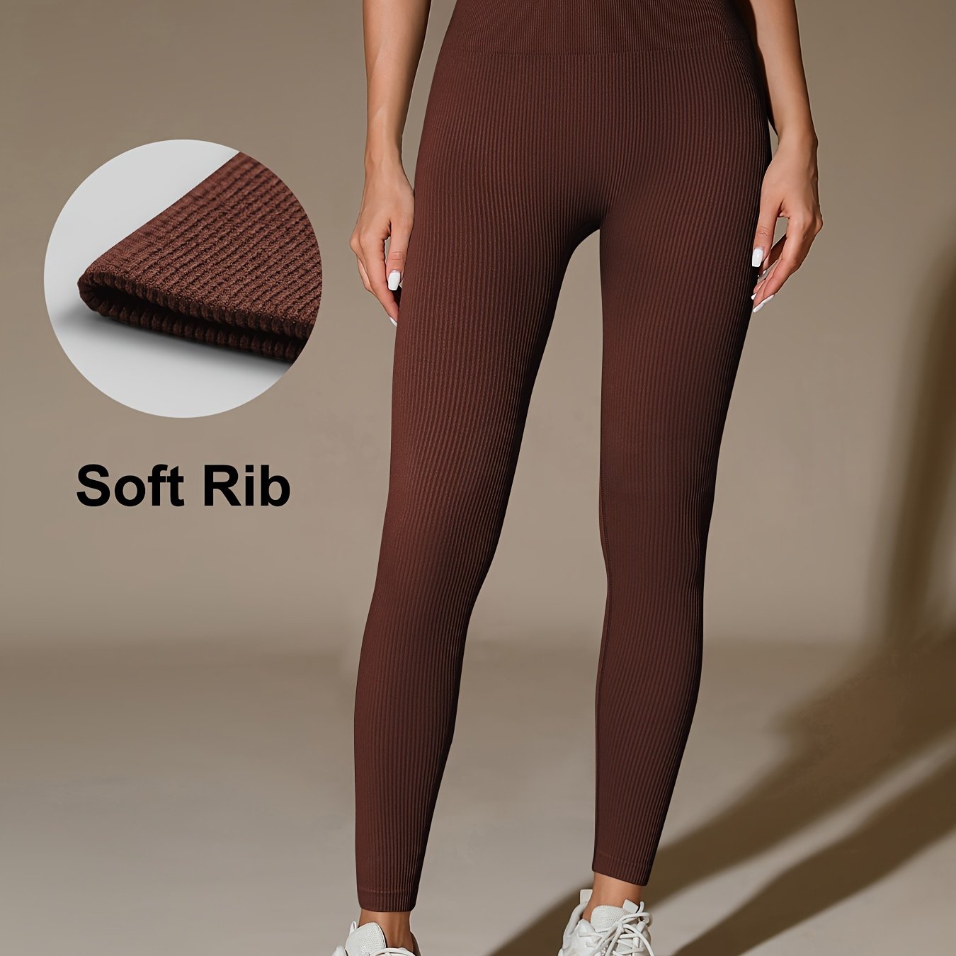 Naadloze hoge taille sportlegging voor ultiem comfort | Geribbelde buikcontrole | Ideaal voor diverse activiteiten en seizoenen | Shop nu! afbeelding 14