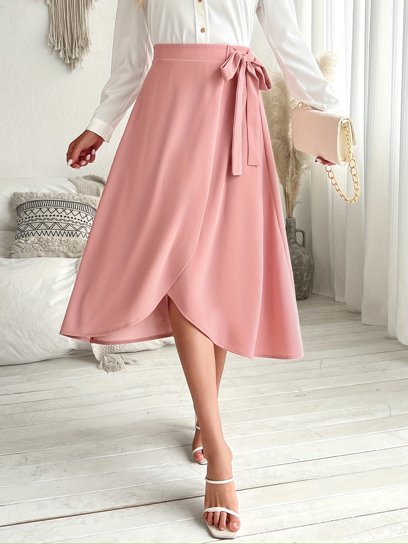 Trendy herfst/winter rok met gebreide stof en strikdetail - stijlvol en warm afbeelding 2