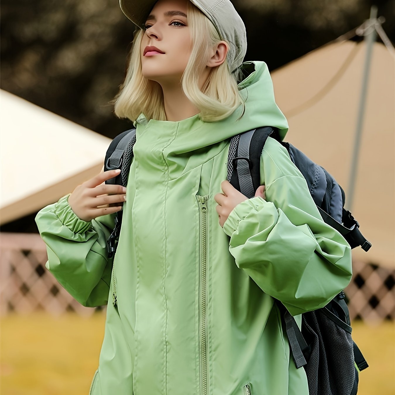 Buitensportjas dames: Duurzame en comfortabele katoenmix met capuchon afbeelding 14