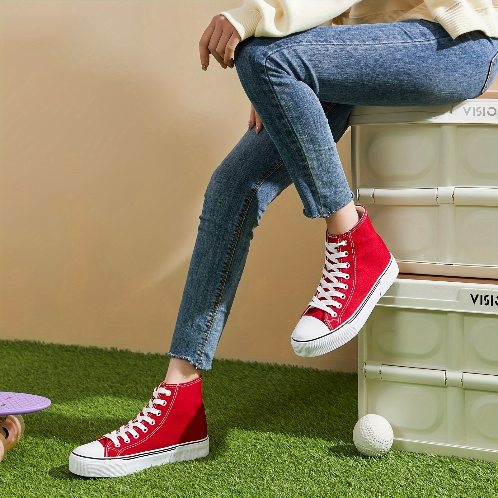 Casual canvas sneakers met rubberen zool afbeelding 5