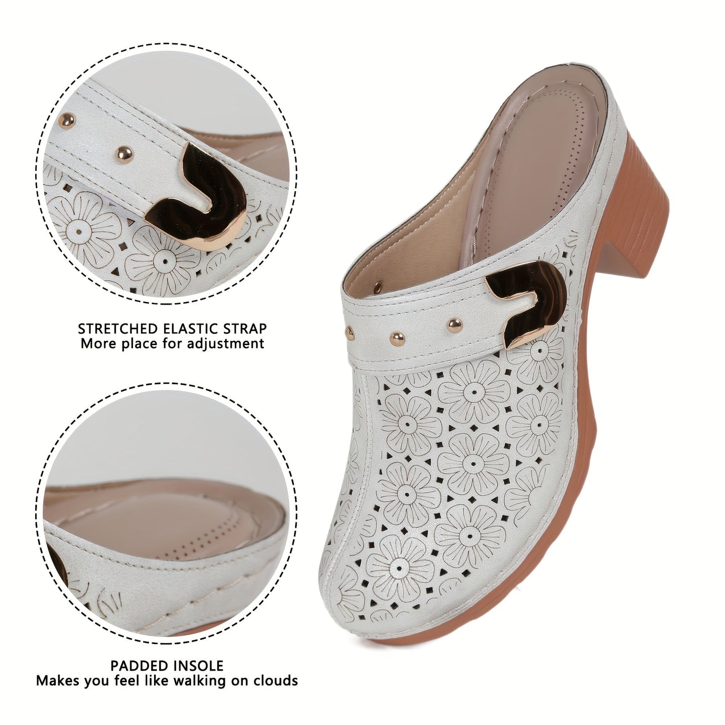 Stijlvolle Bloemen Mules met Hoge Hakken - Elegantie en Comfort in één | Shop Nu! afbeelding 5