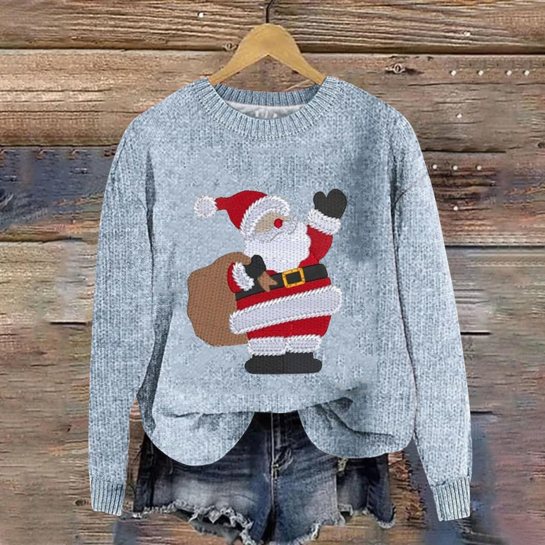 Noa | Feestelijke kersttrui met kerstman en cadeautas design