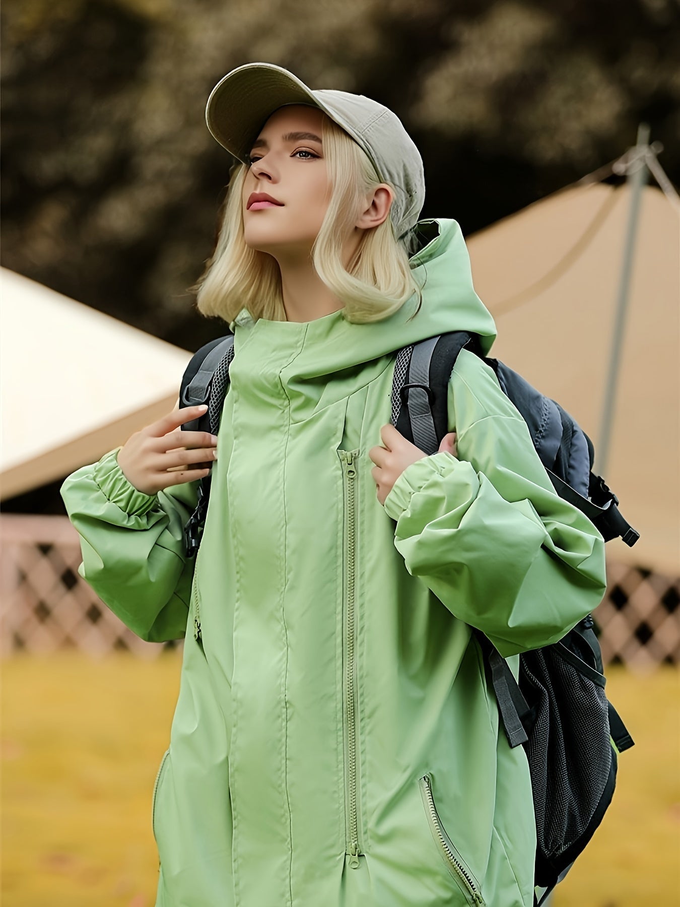 Buitensportjas dames: Duurzame en comfortabele katoenmix met capuchon afbeelding 2