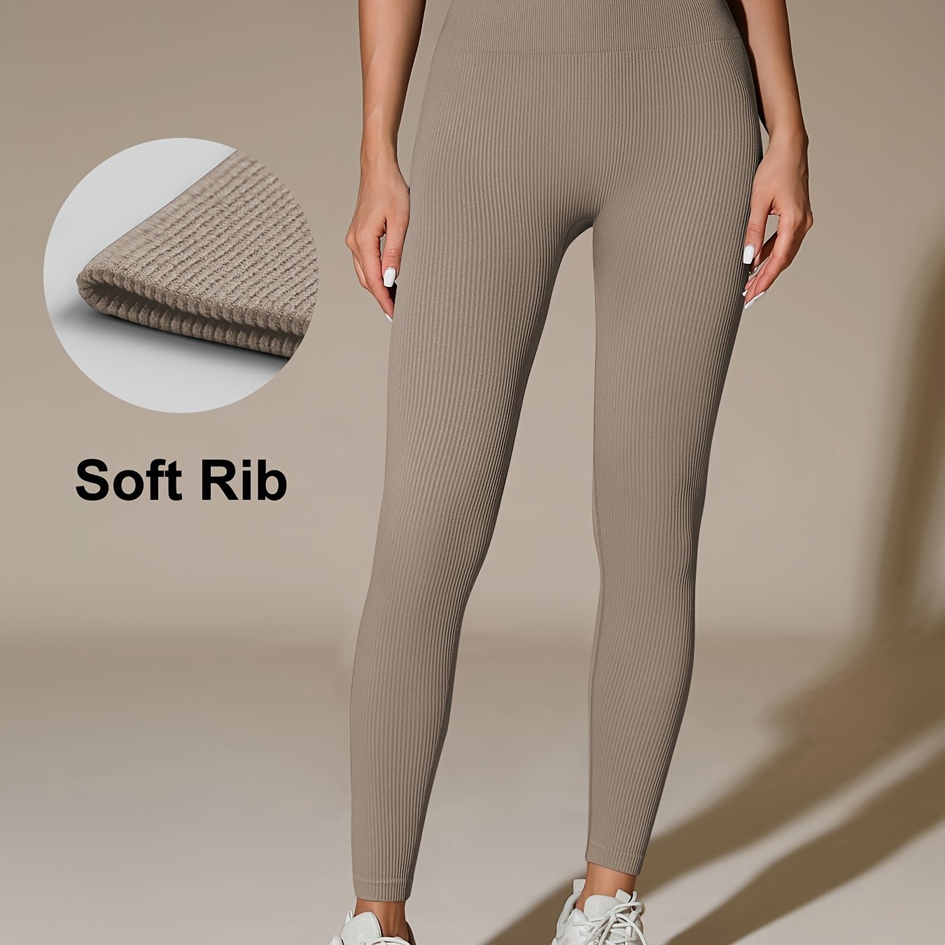 Naadloze hoge taille sportlegging voor ultiem comfort | Geribbelde buikcontrole | Ideaal voor diverse activiteiten en seizoenen | Shop nu! afbeelding 13