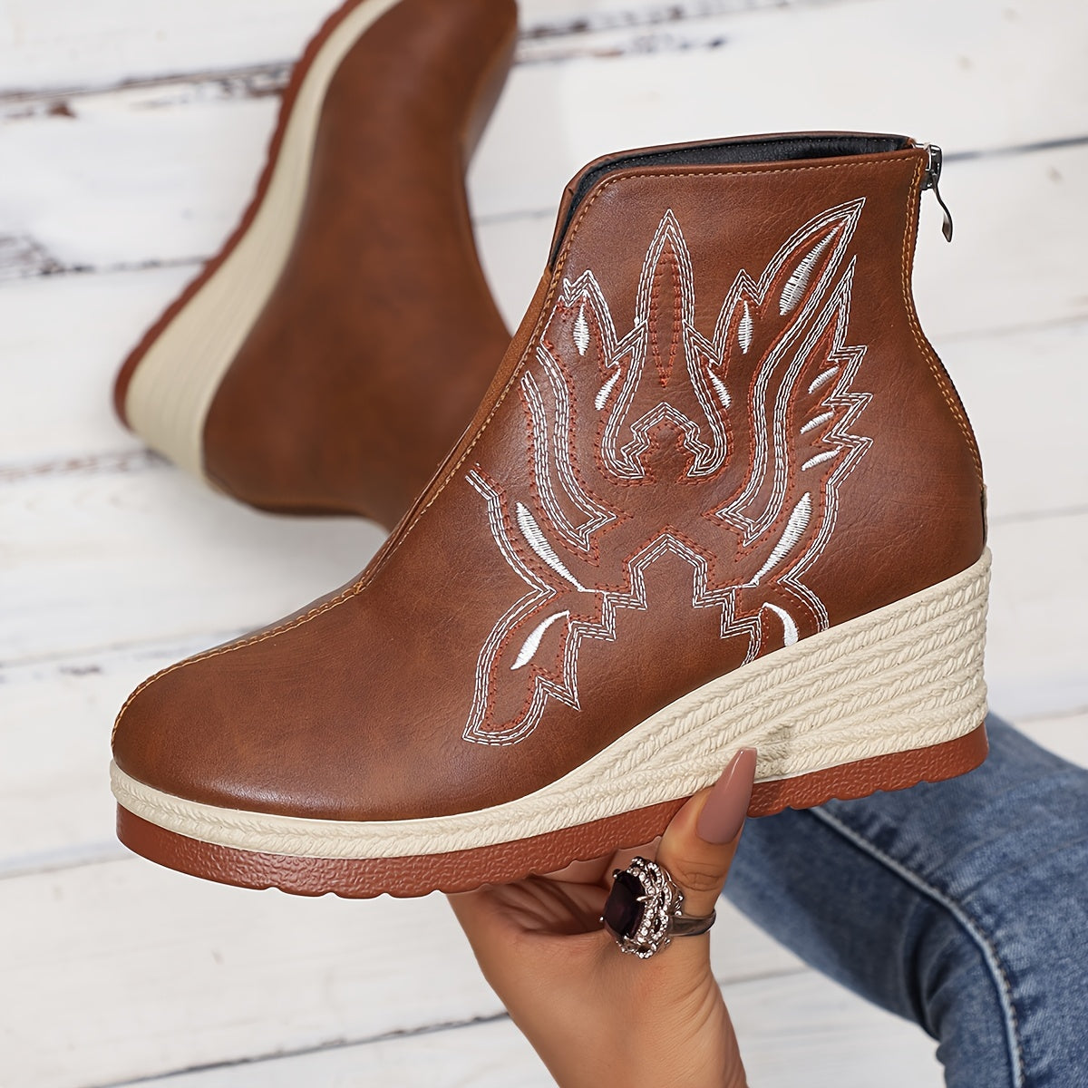 Dames enkellaarzen met sleehak van luxe synthetisch leer - stijlvol en comfortabel afbeelding 7