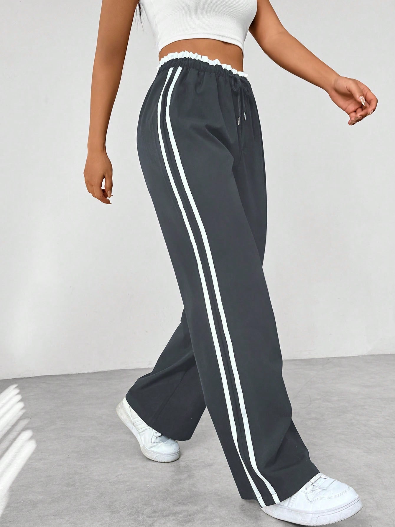 Trendy Sportieve Wide-Leg Broek - Stijlvol en Comfortabel