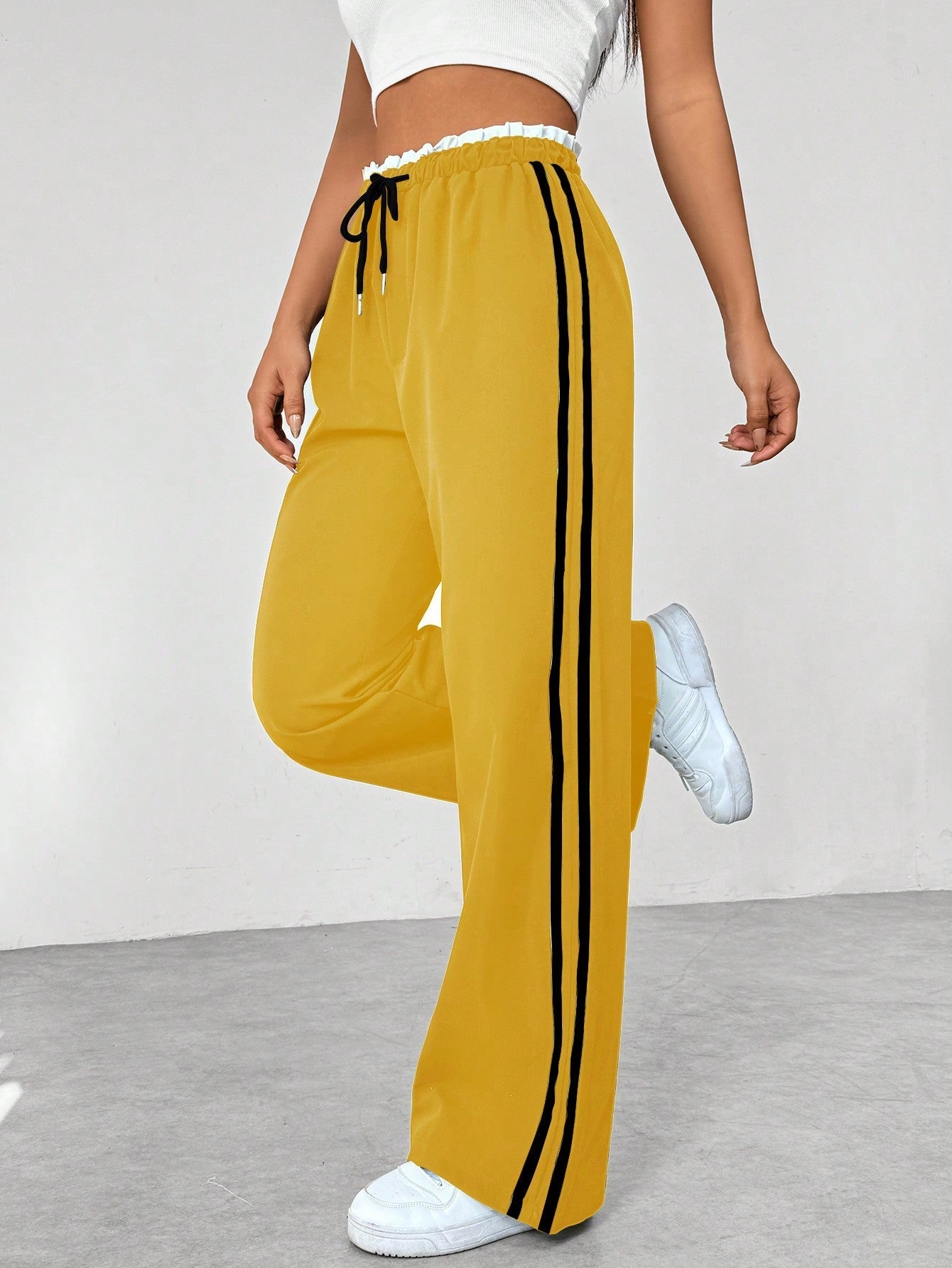 Trendy Sportieve Wide-Leg Broek - Stijlvol en Comfortabel