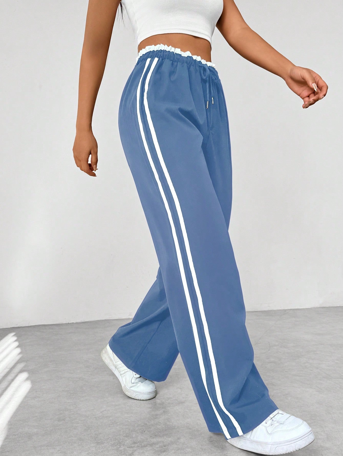 Trendy Sportieve Wide-Leg Broek - Stijlvol en Comfortabel