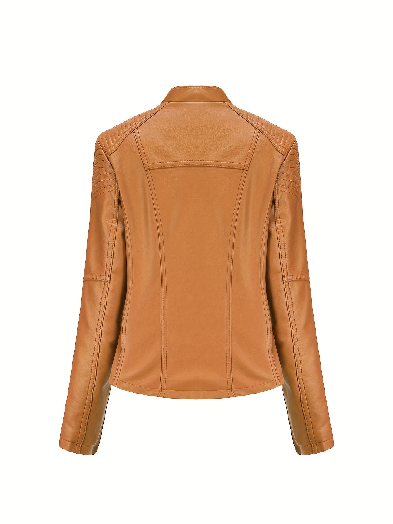 Stoer en stijlvol: Faux leren bikerjack met rits en lange mouw - Luxe katoenmix afbeelding 8