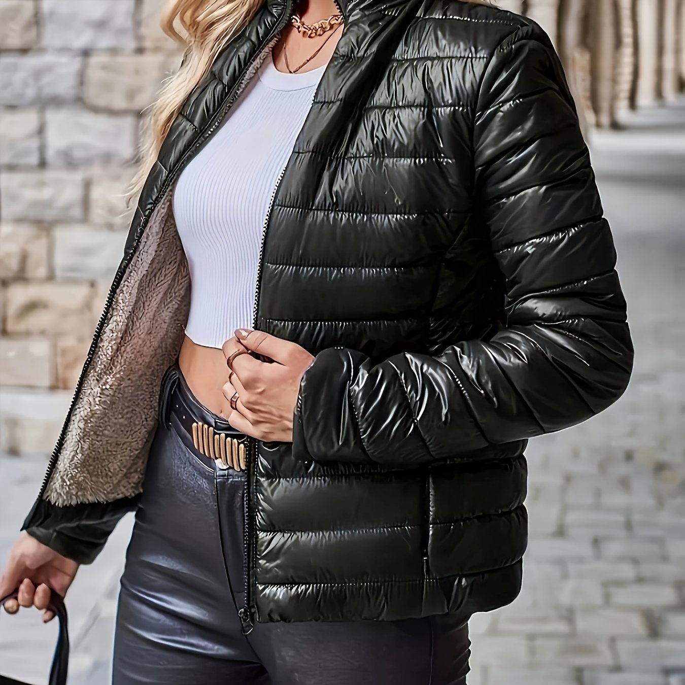 Stijlvolle en warme polyamide pufferjas voor dames | Lichtgewicht en duurzaam | Herfst- en winterkleding afbeelding 6
