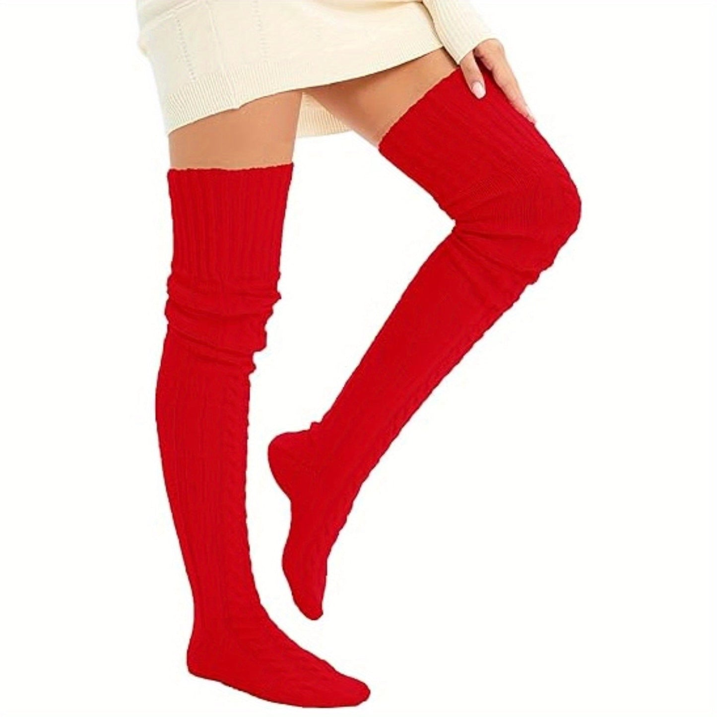 Effen Kleur Kabelbrei Sokken - Warm & Stijlvol voor de Winter! Ontdek de 100% Acryl Collectie afbeelding 8