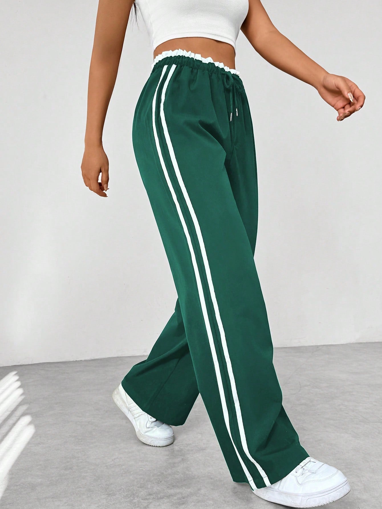 Trendy Sportieve Wide-Leg Broek - Stijlvol en Comfortabel