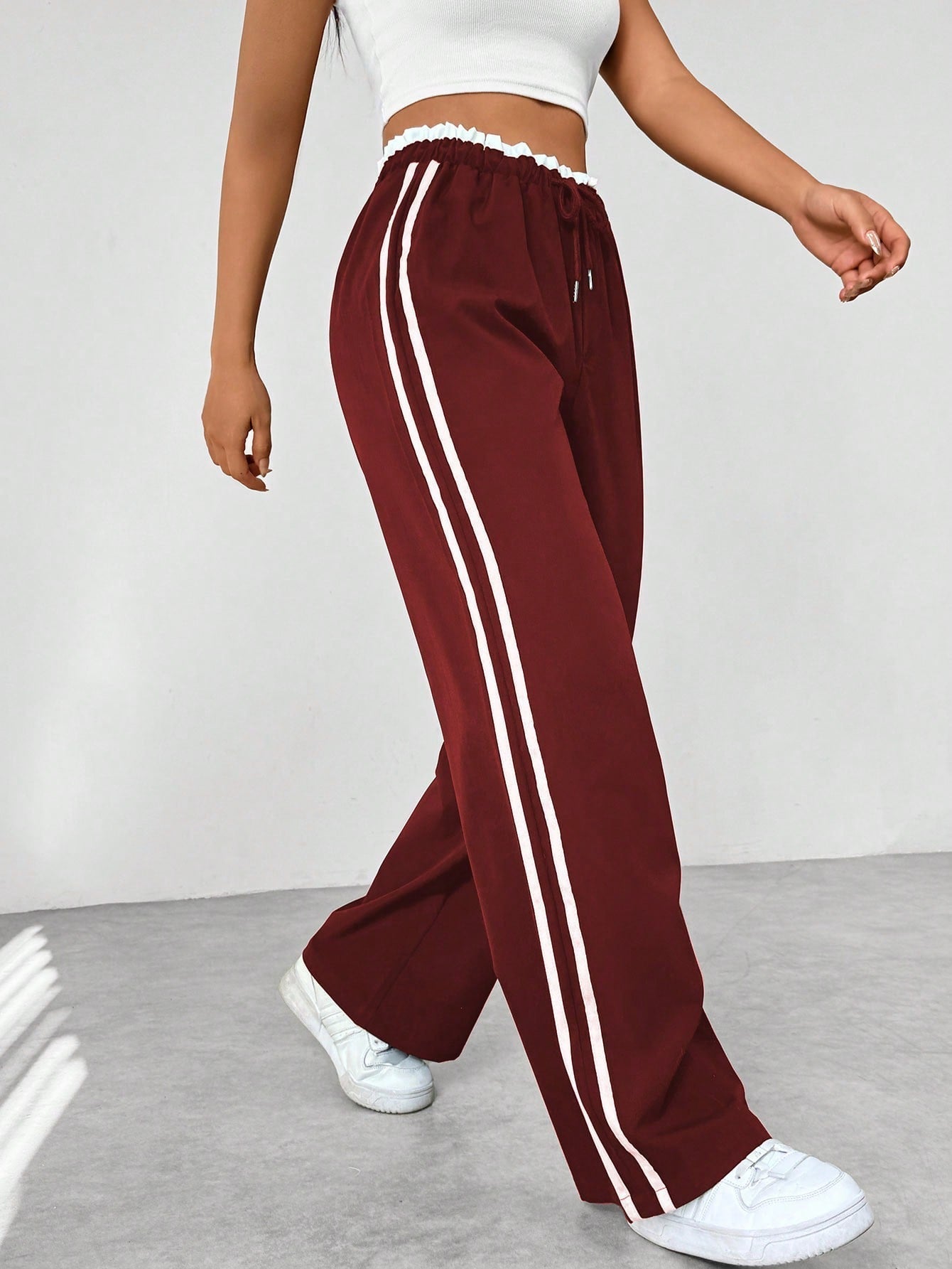 Trendy Sportieve Wide-Leg Broek - Stijlvol en Comfortabel