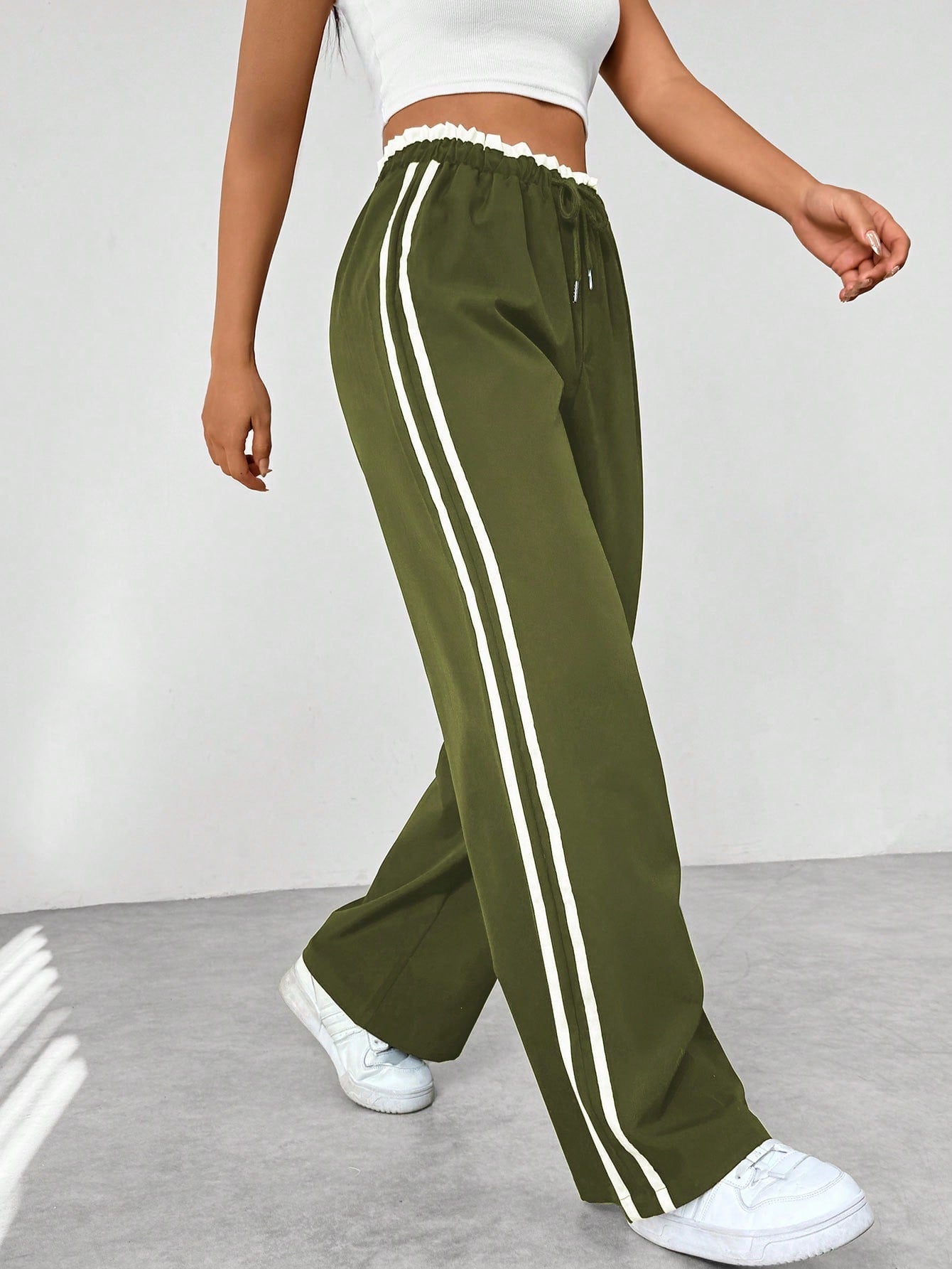 Trendy Sportieve Wide-Leg Broek - Stijlvol en Comfortabel