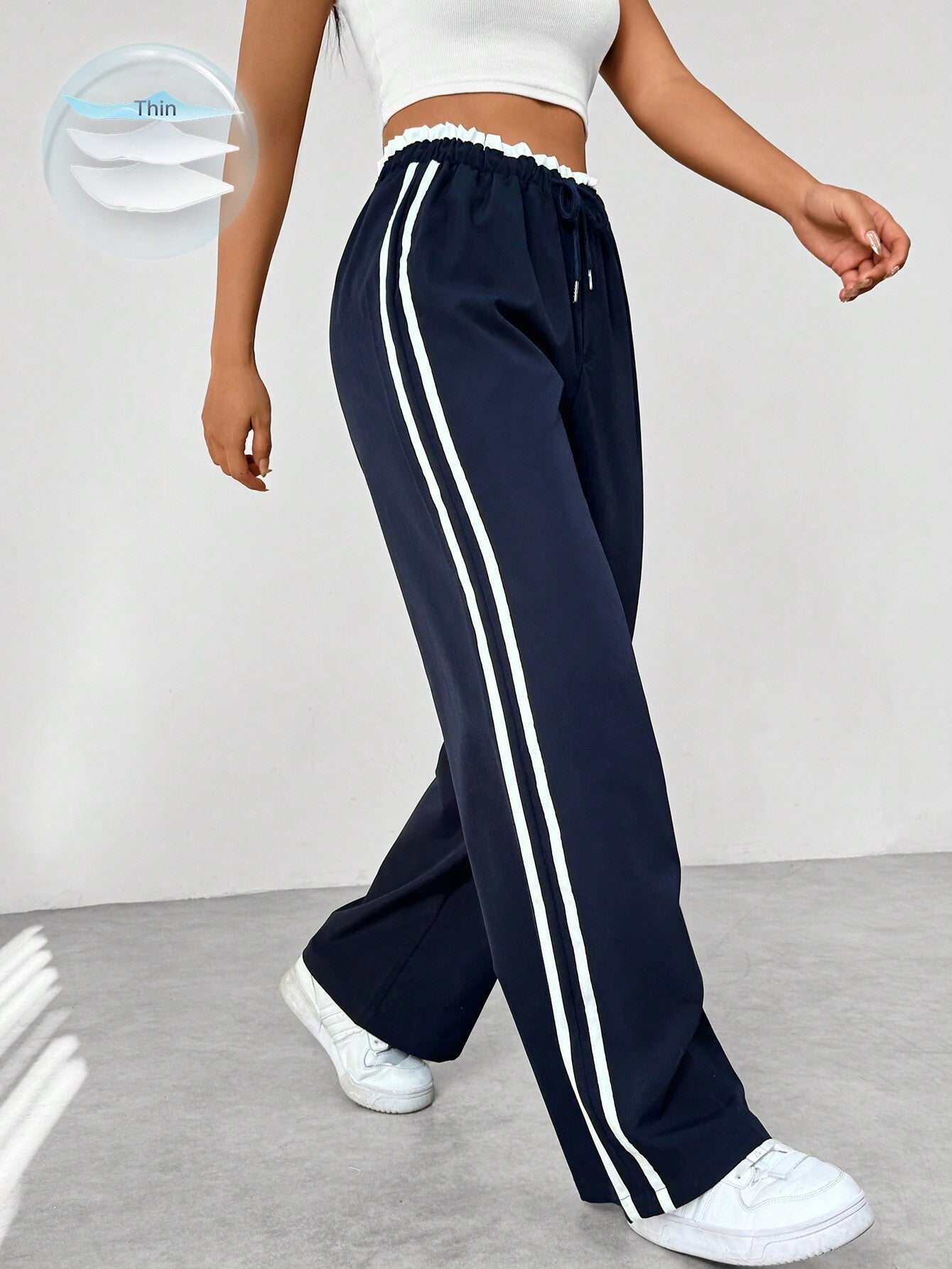 Trendy Sportieve Wide-Leg Broek - Stijlvol en Comfortabel