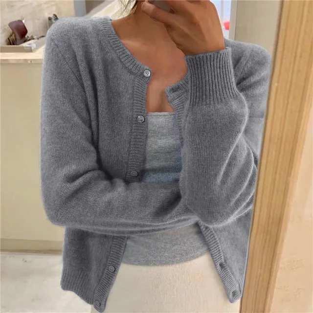 Emma | Effen kleur gebreid damesvest