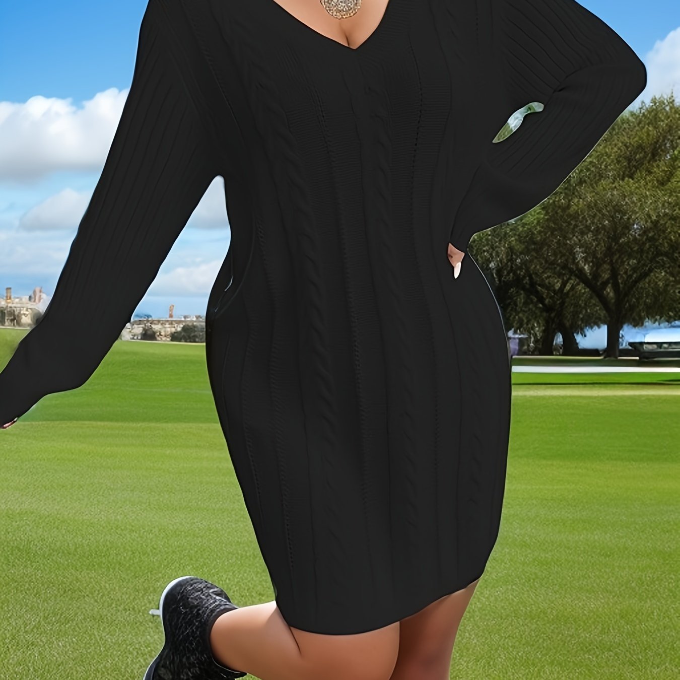 Kabelgebreide trui-jurk: stijlvol en comfortabel voor herfst en winter afbeelding 12