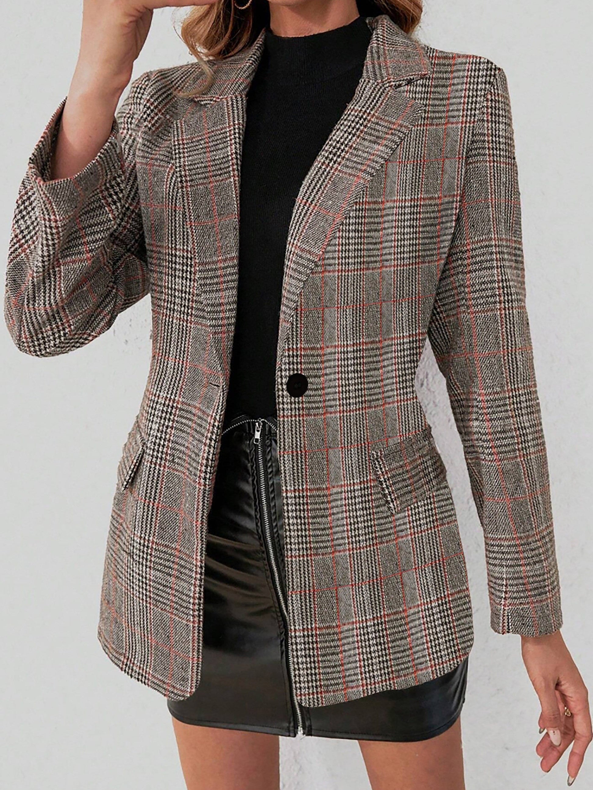 Elegante geruite blazer van luxe katoenmix | Stijlvolle laag voor elk seizoen | Modern en klassiek in één afbeelding 3