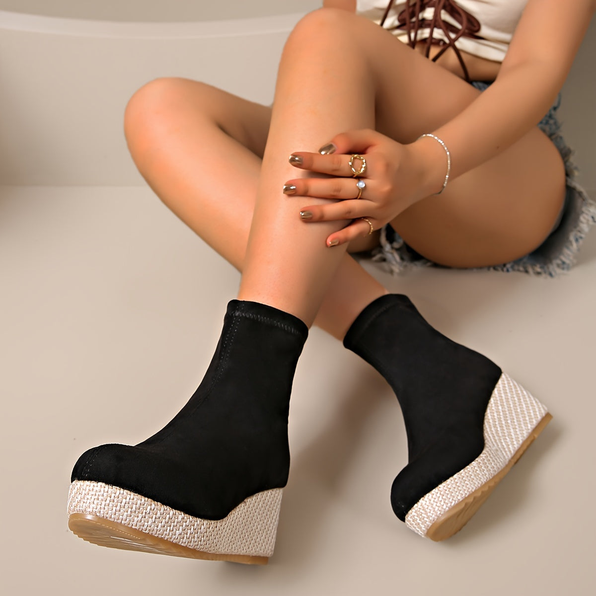 Stijlvolle dames wedge-booties voor elke gelegenheid | Comfort en veelzijdigheid | Slip-on ontwerp | Lage platformhak afbeelding 3