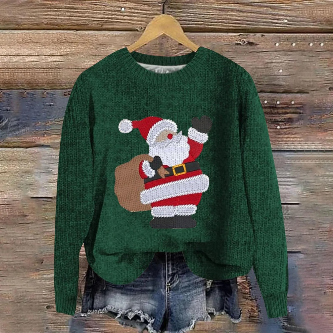 Noa | Feestelijke kersttrui met kerstman en cadeautas design