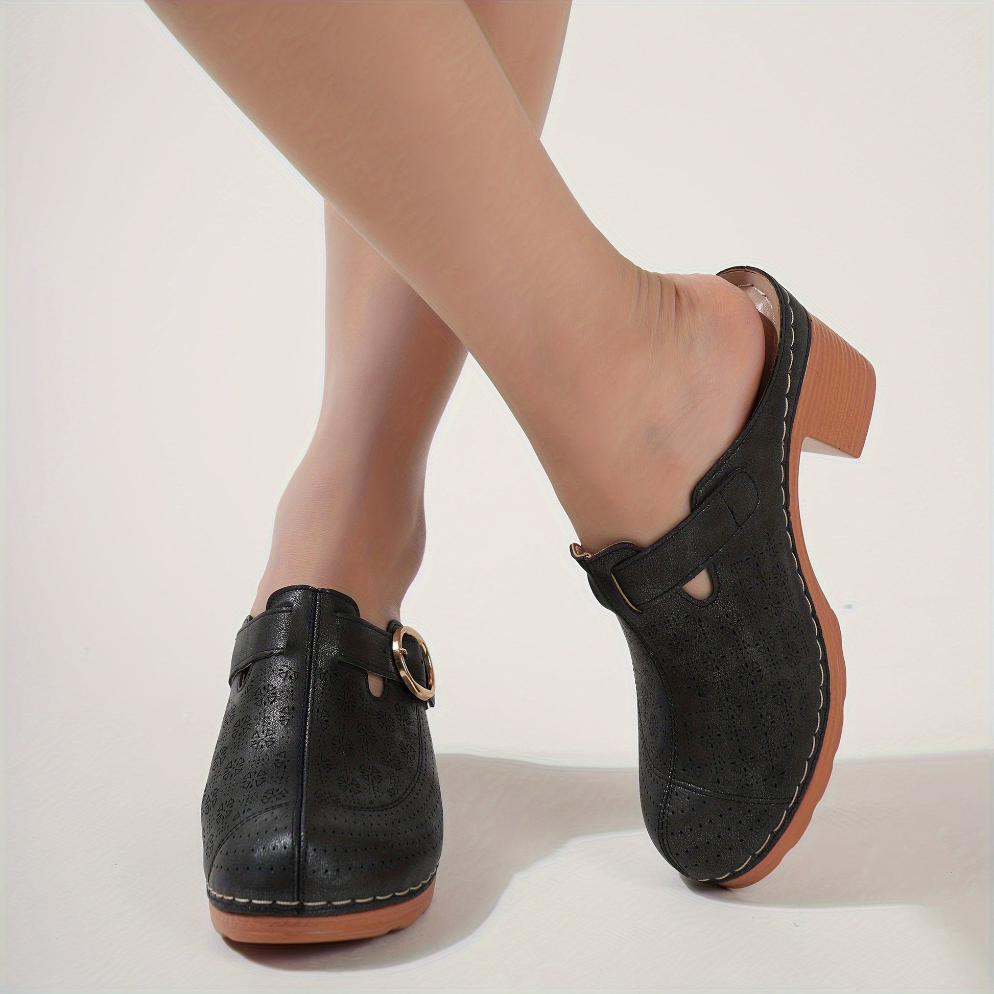 Stijlvolle damesmuiltjes met platform en dikke hakken: comfortabel en veelzijdig - Shop nu! afbeelding 8