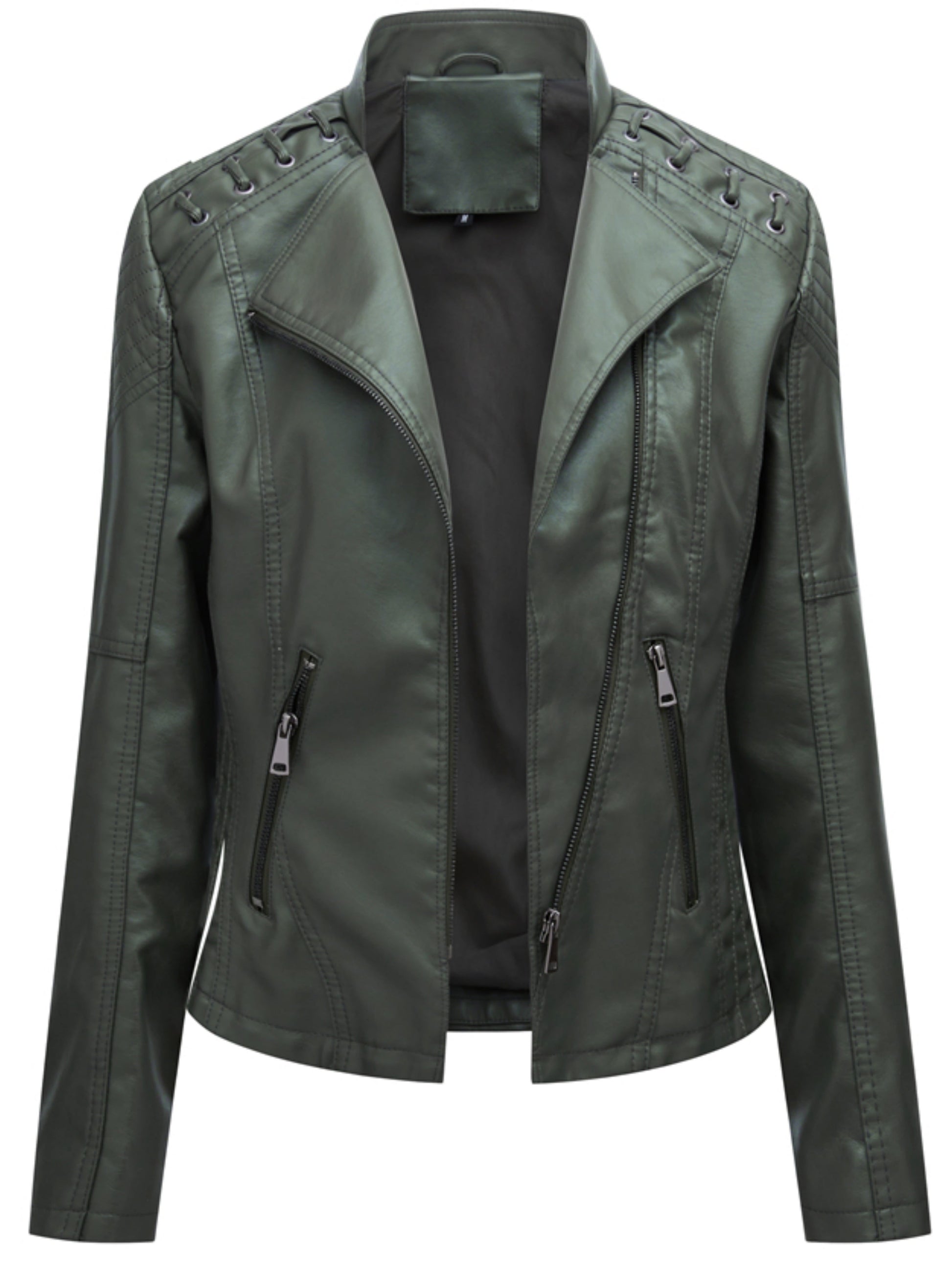 Stijlvolle waterbestendige PU leren ritsjas: perfect voor herfst en winter! Met luxe uitstraling en skinny fit voor een tijdloze look. Shop nu. afbeelding 2