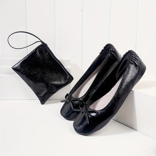 Stijlvolle zwarte strik balletflats - elegante en comfortabele schoenen afbeelding 1