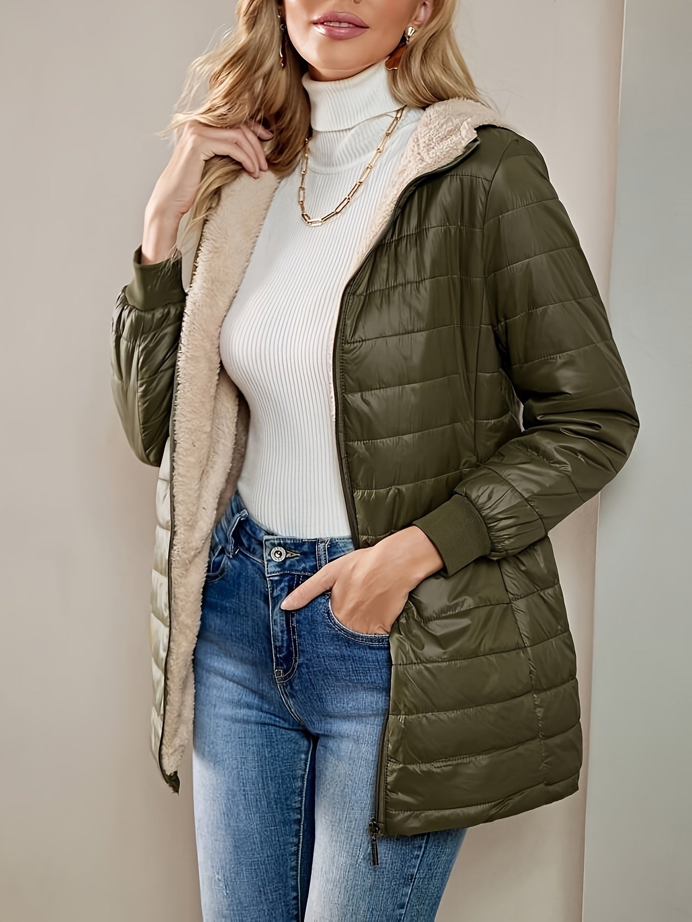Feline fleece gevoerde jas - stijlvol én warm voor de herfst en winter afbeelding 4