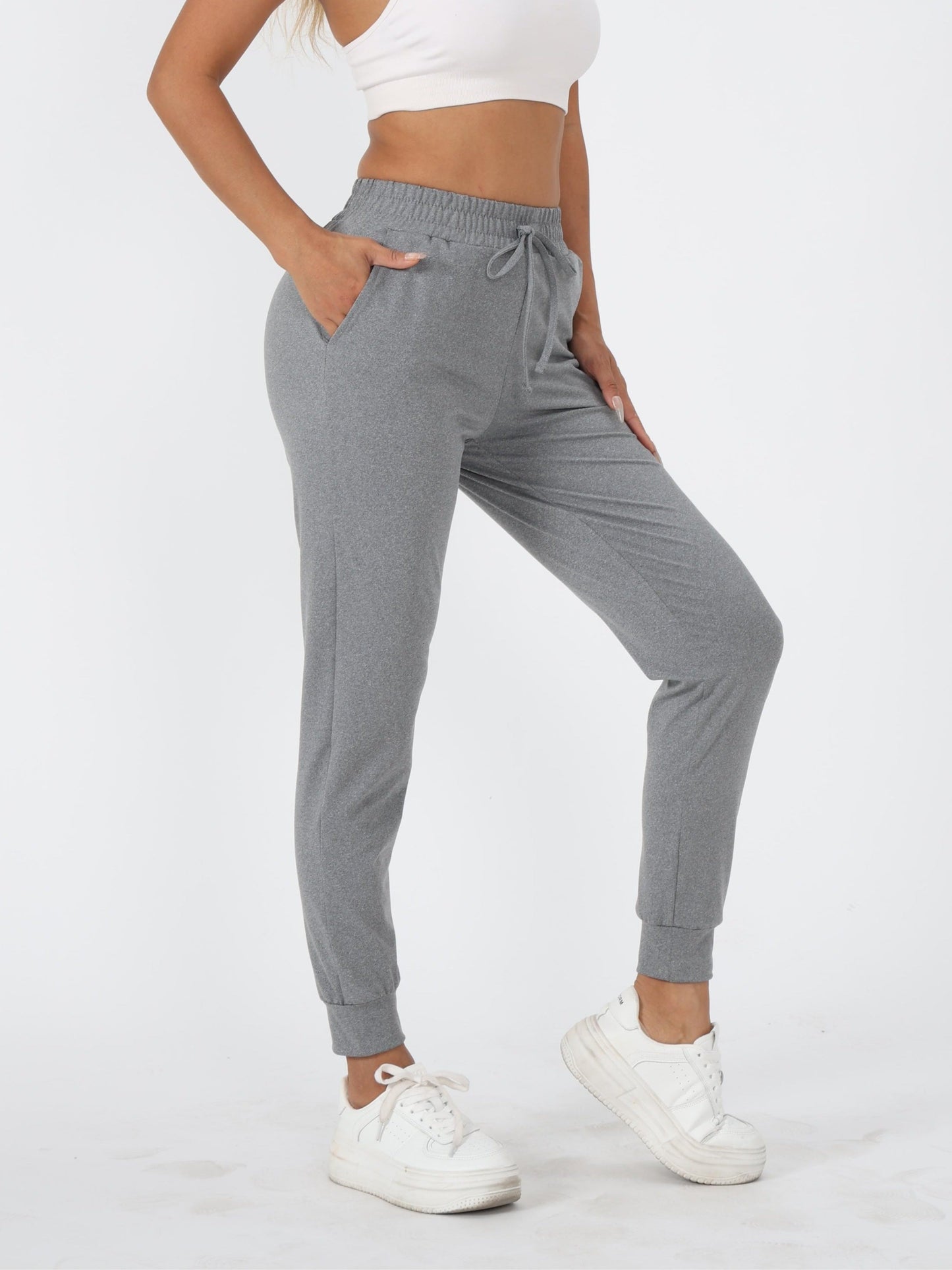 Effen kleur hardloopbroek | Comfortabel en ademend | Regular fit met zak | Ideaal voor lente en herfst afbeelding 3