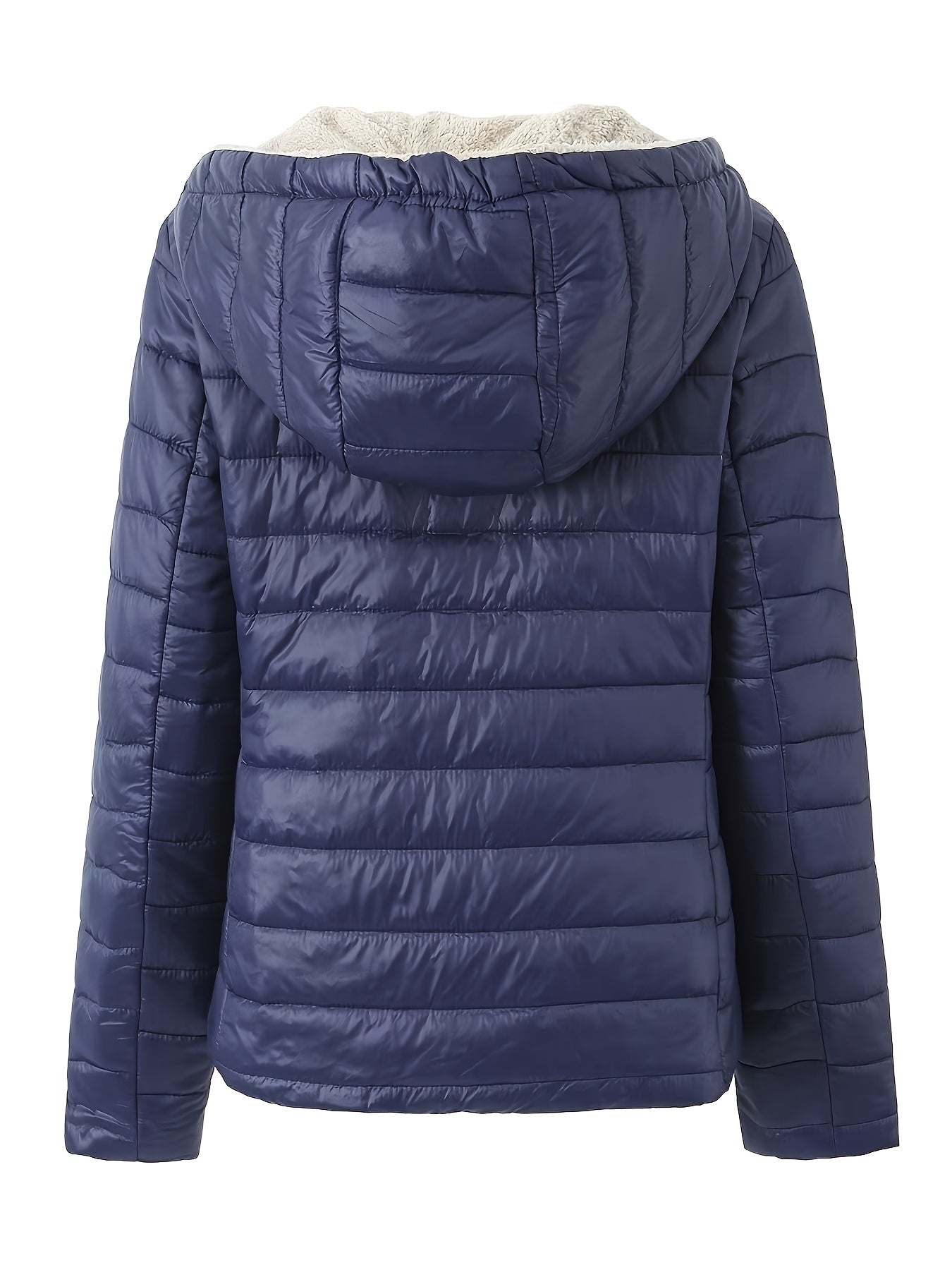 Warme puffy jas met rits en imitatiefbont voering | Stijlvol en comfortabel | Voor herfst en winter afbeelding 3