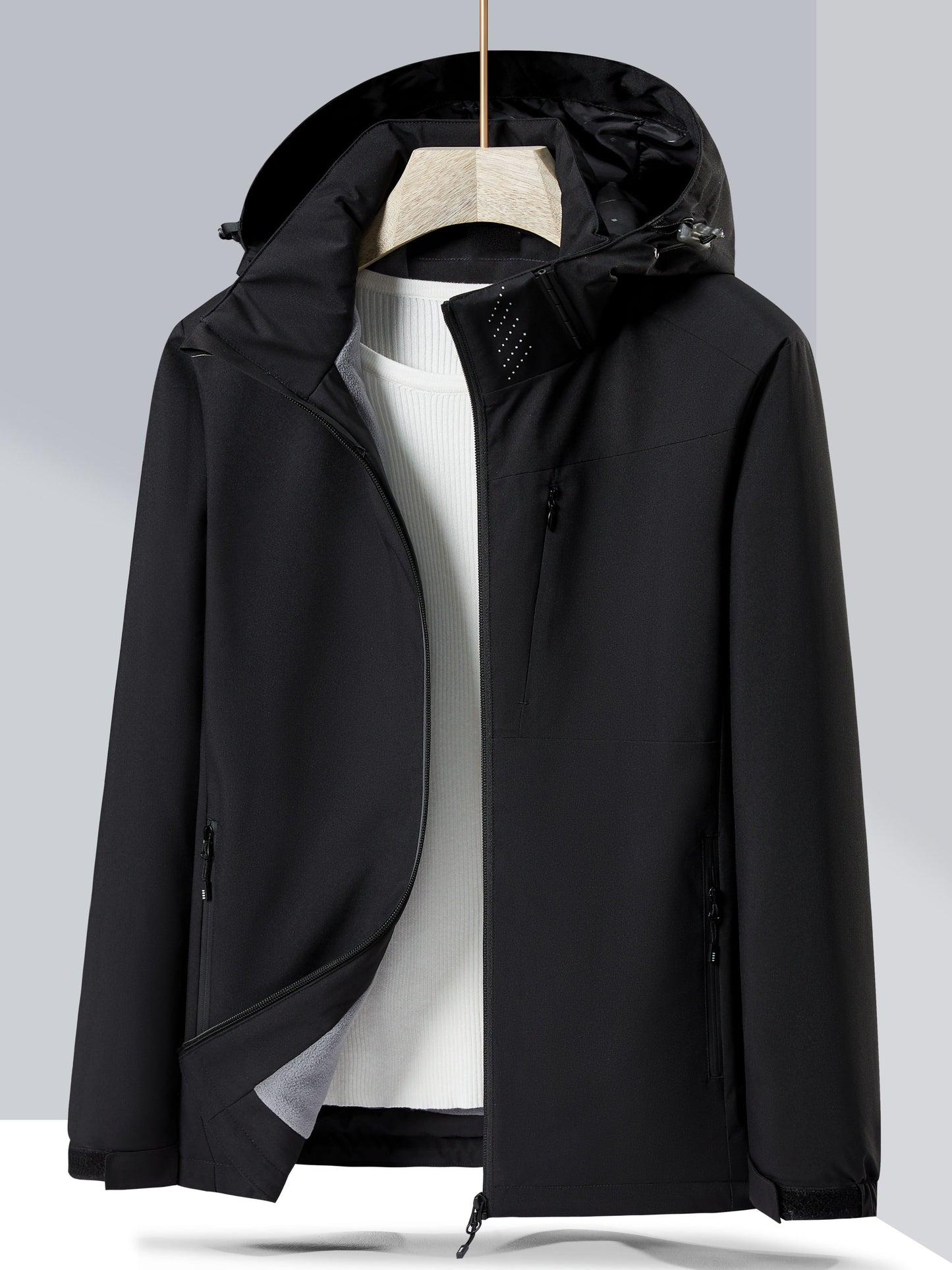 Wind- en Waterdicht Outdoorjack met Polarfleecevoering en Capuchon | Bescherming en Comfort voor Buitenavonturen afbeelding 6