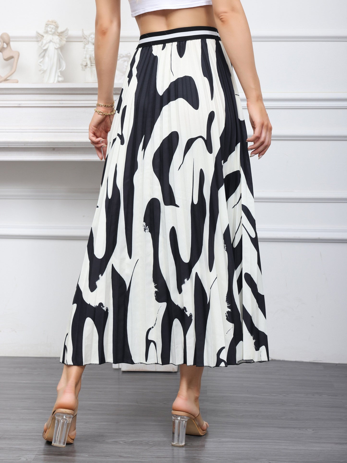 Modieuze plooirok van luxe katoenmix met grafische print | Shop nu afbeelding 2