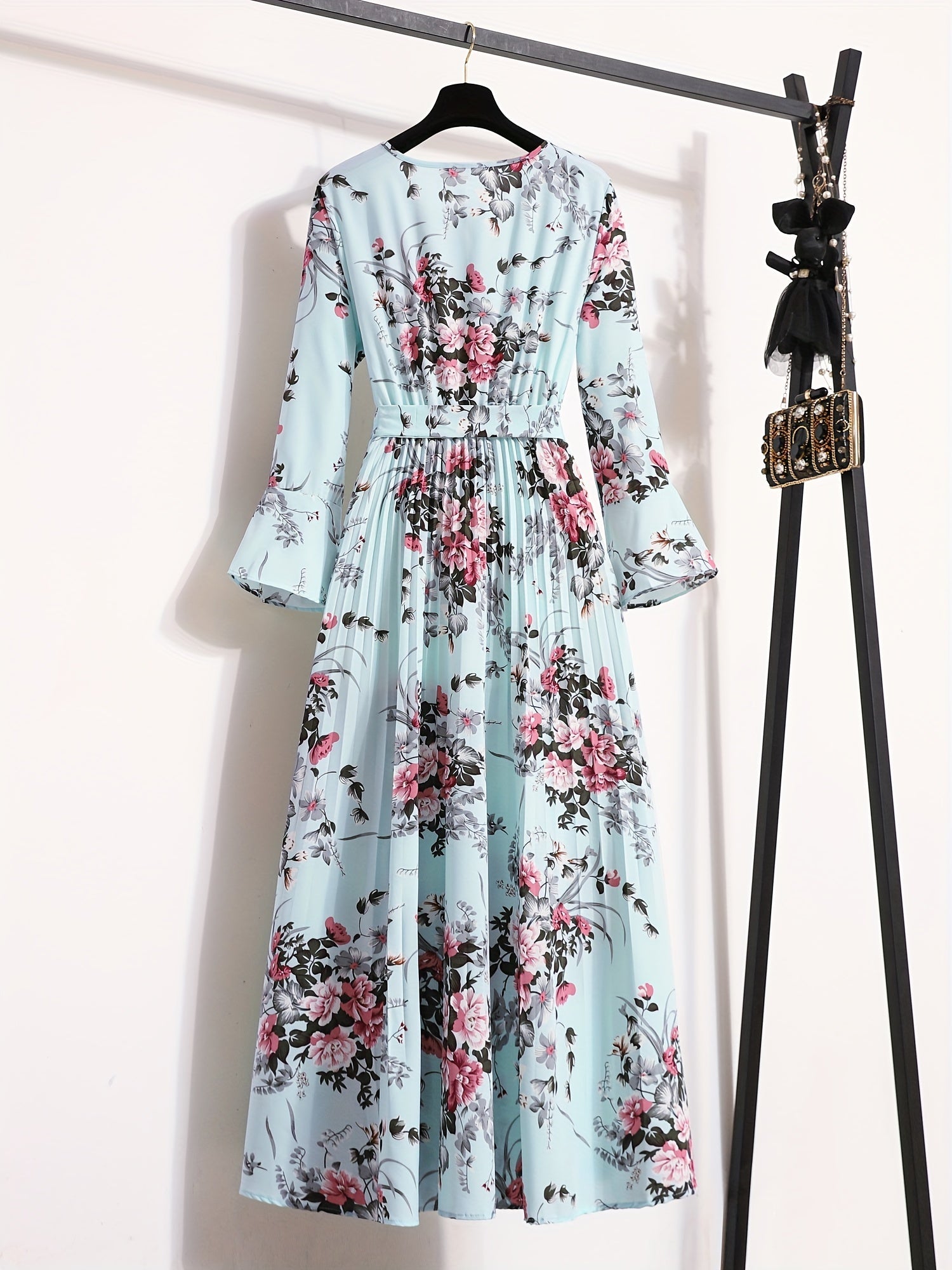 Maxi-jurk met bloemenprint en lange mouwen afbeelding 7