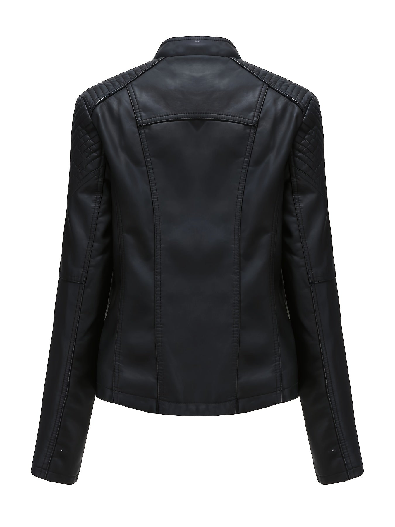 Stoer en stijlvol: Faux leren bikerjack met rits en lange mouw - Luxe katoenmix afbeelding 9