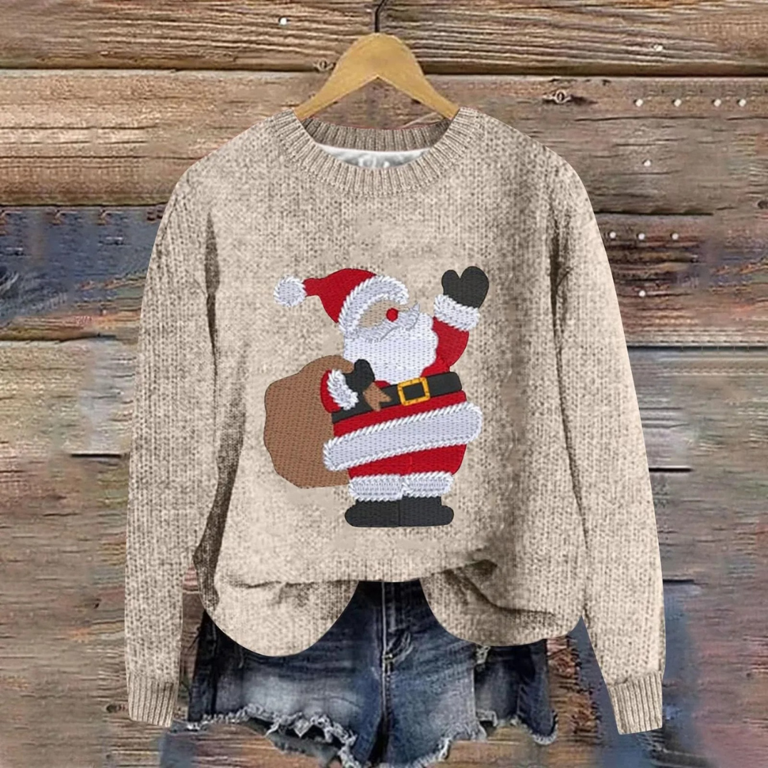 Noa | Feestelijke kersttrui met kerstman en cadeautas design
