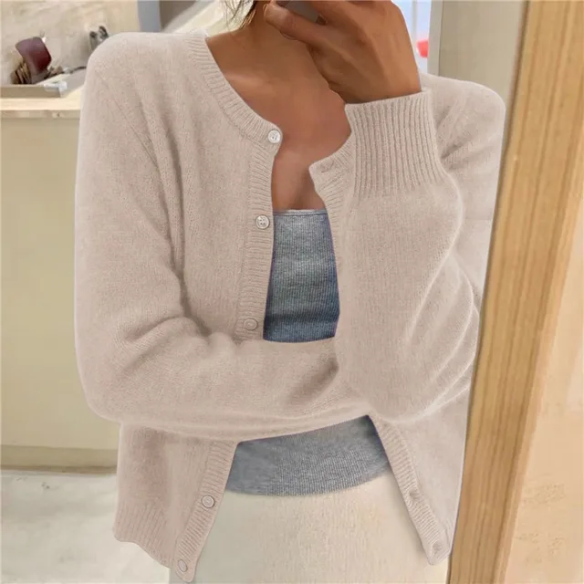 Emma | Effen kleur gebreid damesvest
