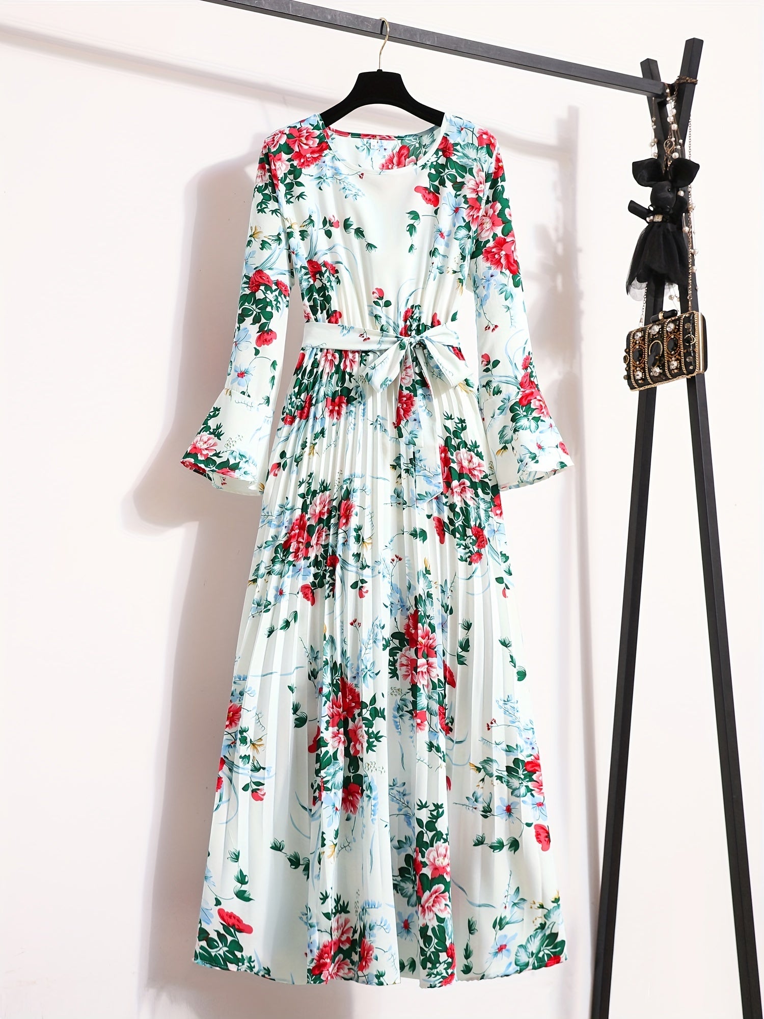 Maxi-jurk met bloemenprint en lange mouwen afbeelding 4