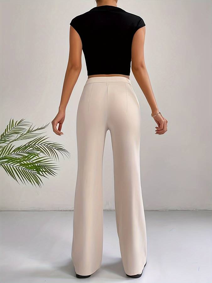 Lotte | Beige pantalon met hoge taille Farromode afbeelding 3