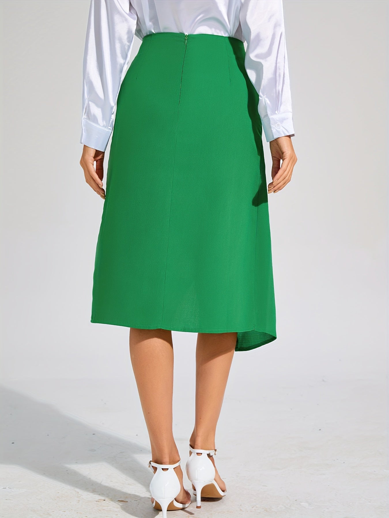 Stijlvolle hoge taille wikkelrok van comfortabele katoenmix afbeelding 3