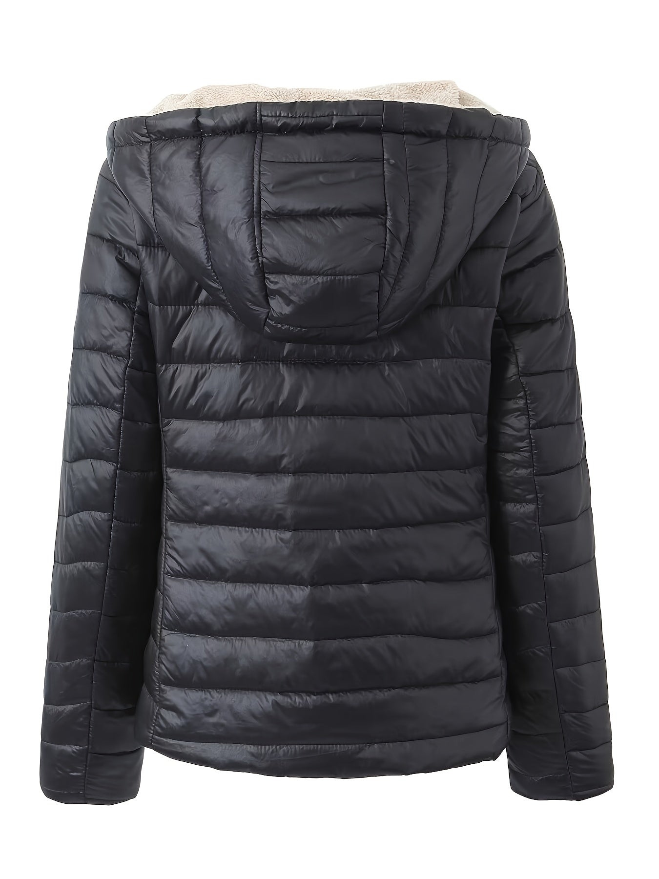 Warme puffy jas met rits en imitatiefbont voering | Stijlvol en comfortabel | Voor herfst en winter afbeelding 4