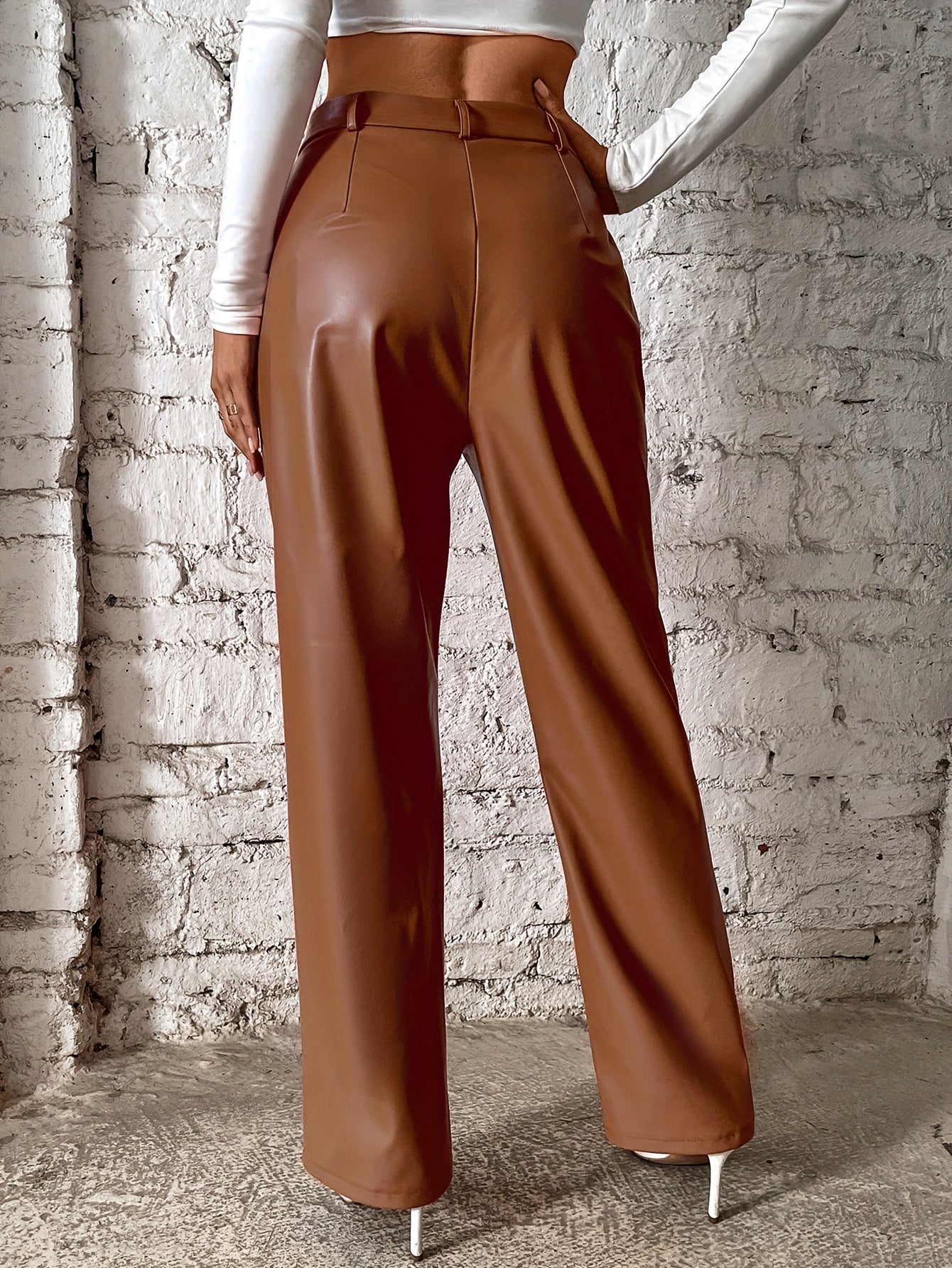 Stijlvolle hoge taille broek van katoenmix met luxe details | Perfect voor herfst en winter | Shop nu! afbeelding 9