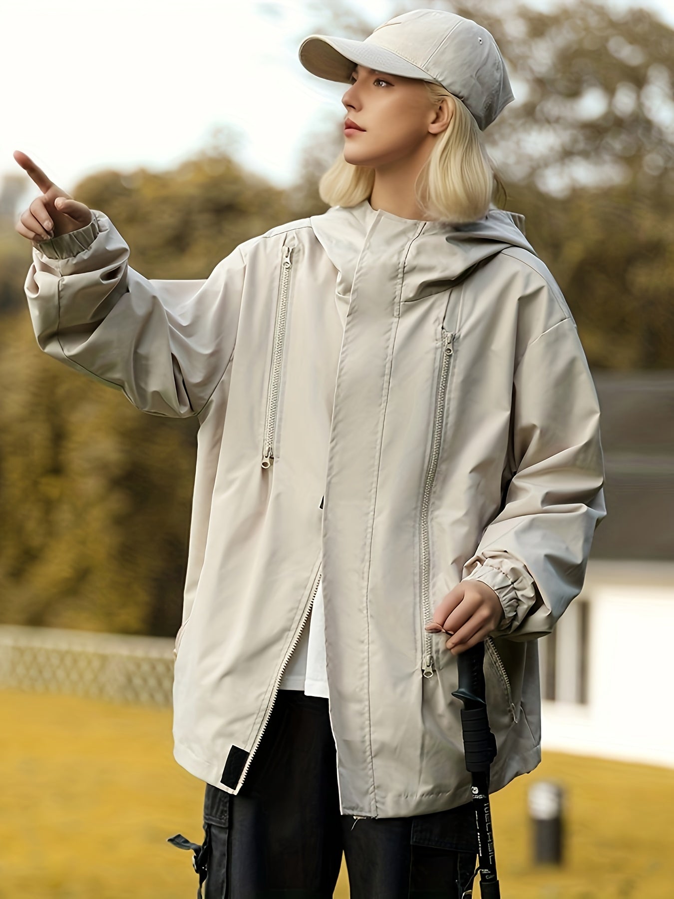 Buitensportjas dames: Duurzame en comfortabele katoenmix met capuchon afbeelding 6