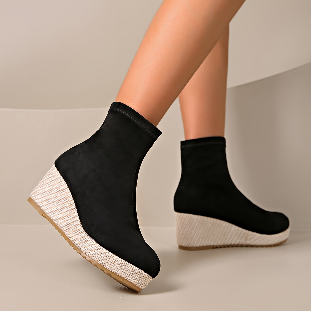 Stijlvolle dames wedge-booties voor elke gelegenheid | Comfort en veelzijdigheid | Slip-on ontwerp | Lage platformhak afbeelding 7