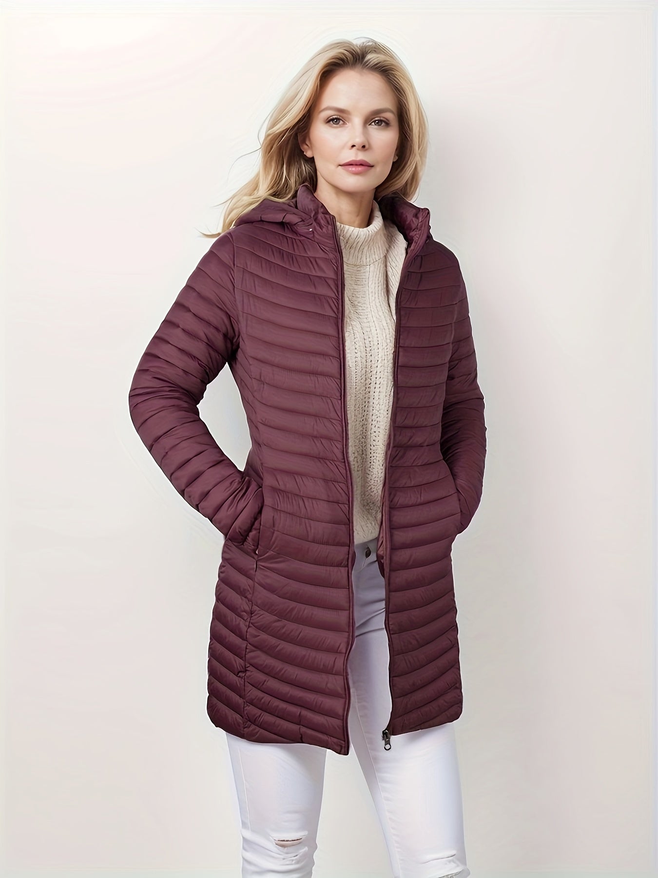 Stijlvolle gewatteerde jas met capuchon, ideaal voor herfst en winter afbeelding 8