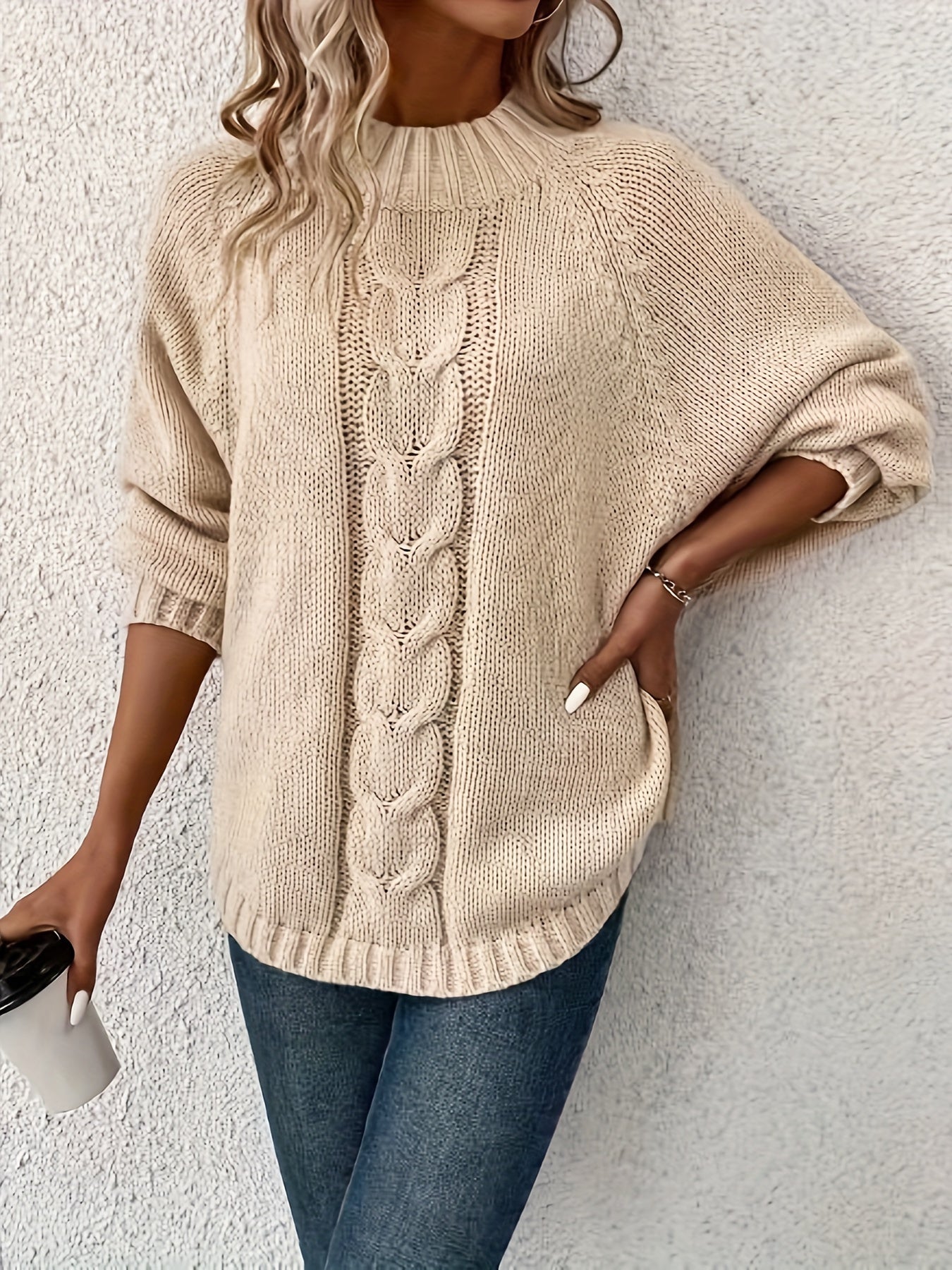 Kabelgebreide trui van premium katoenmix | Warme en tijdloze herfst- en winterstijl afbeelding 5