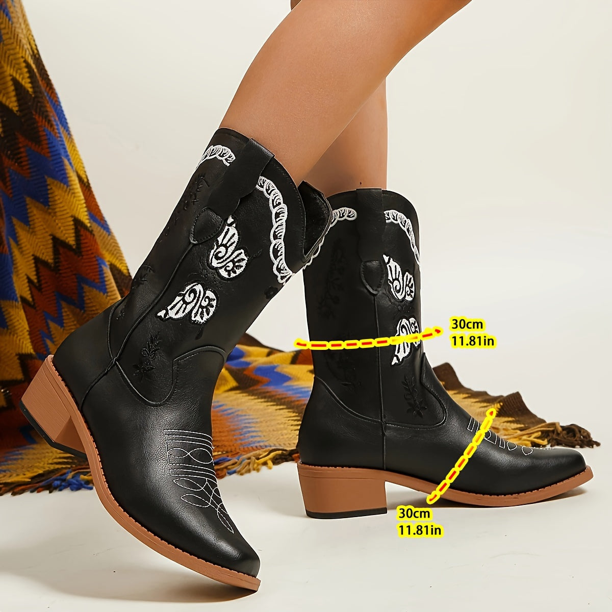 Opvallende cowboylaarzen dames | Speelse dierenprint & vlinderpatroon afbeelding 9